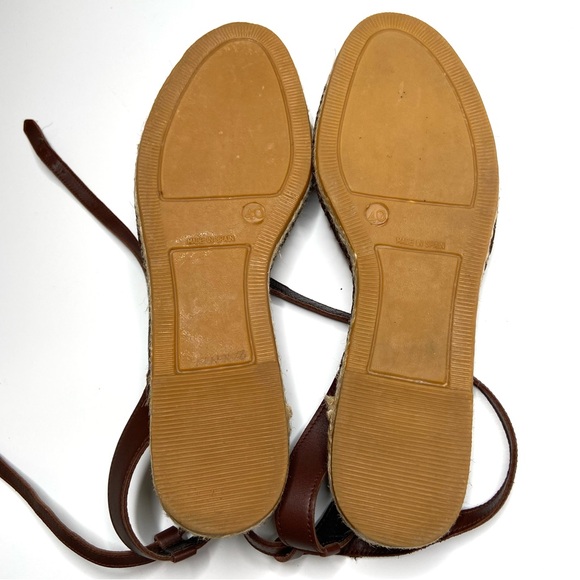 Burberry Tricolor Canvas And Leather Ankle Wrap Espadrille Flats Size 40 - Picture 9 of 16